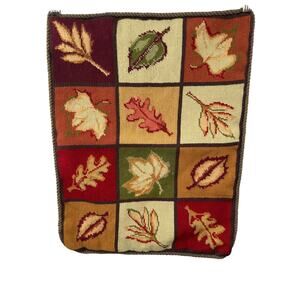 VINTAGE Multi Pillow Case Needle Stitch Leaf Fall Patchwork Seasonal Home Decor